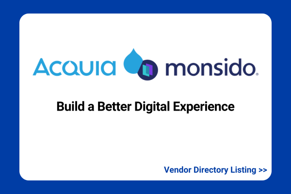 Accessible Web logo, the words "RAMP helps teams discover, understand, and remediate web accessibility issues," and a link that says "Vendor Directory Listing" with two right arrow heads